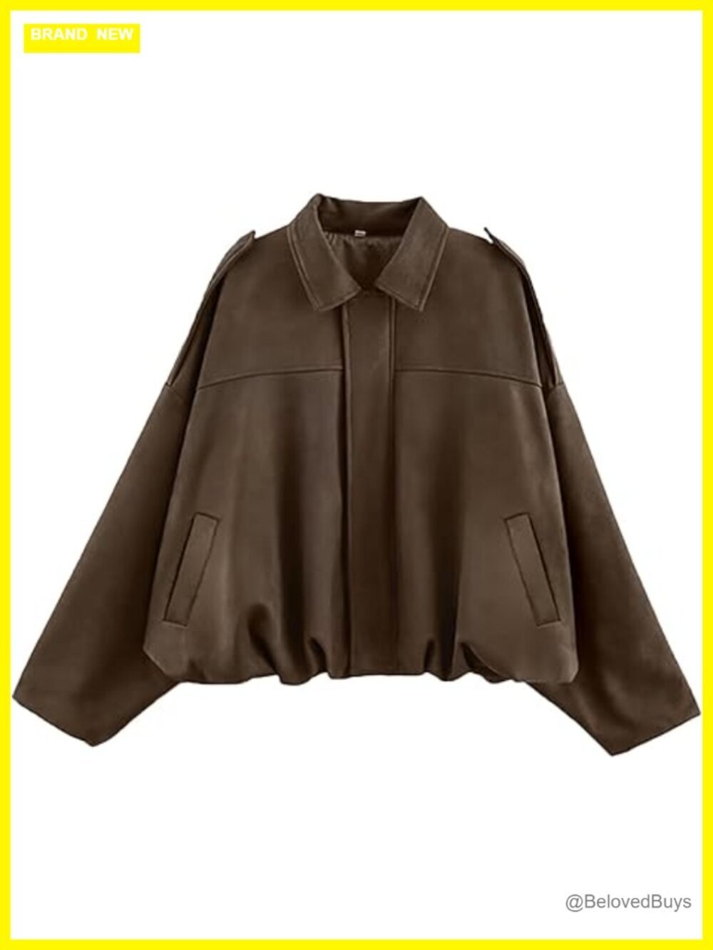 Faux Suede Bomber Jacket Oversized Lapel Pilot Cropped Coat Motorcycle Outerwear